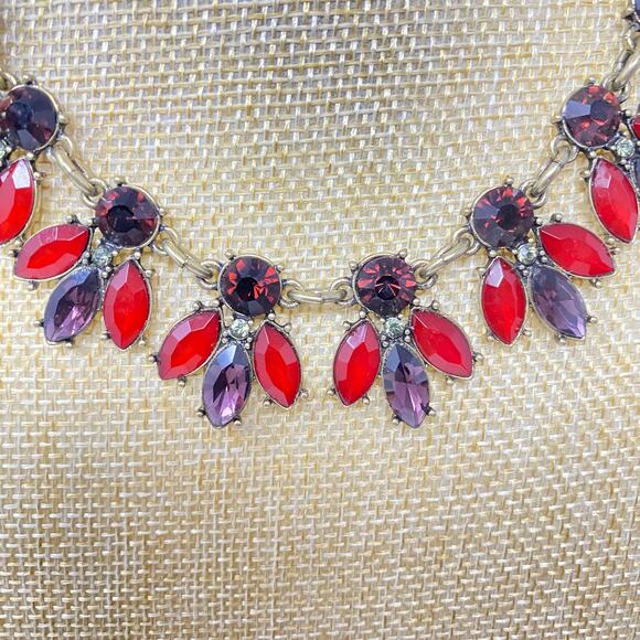 Vtg Necklace Joan Rivers Crystal Bees Red Gold Tone Classic Collection Statement - Picture 3 of 7